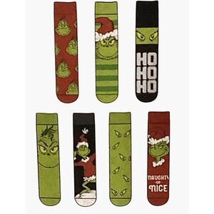 The Grinch 7 Days Of Cozy Socks Men Size 6-12 Christmas Dr. Seuss Warm Fuzzy